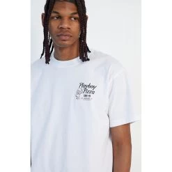 Pizza White Tee -Playboy Clothing 0097491920145NEW 02 010 34150024 97d7 4b59 a0ec 820c440d93f1