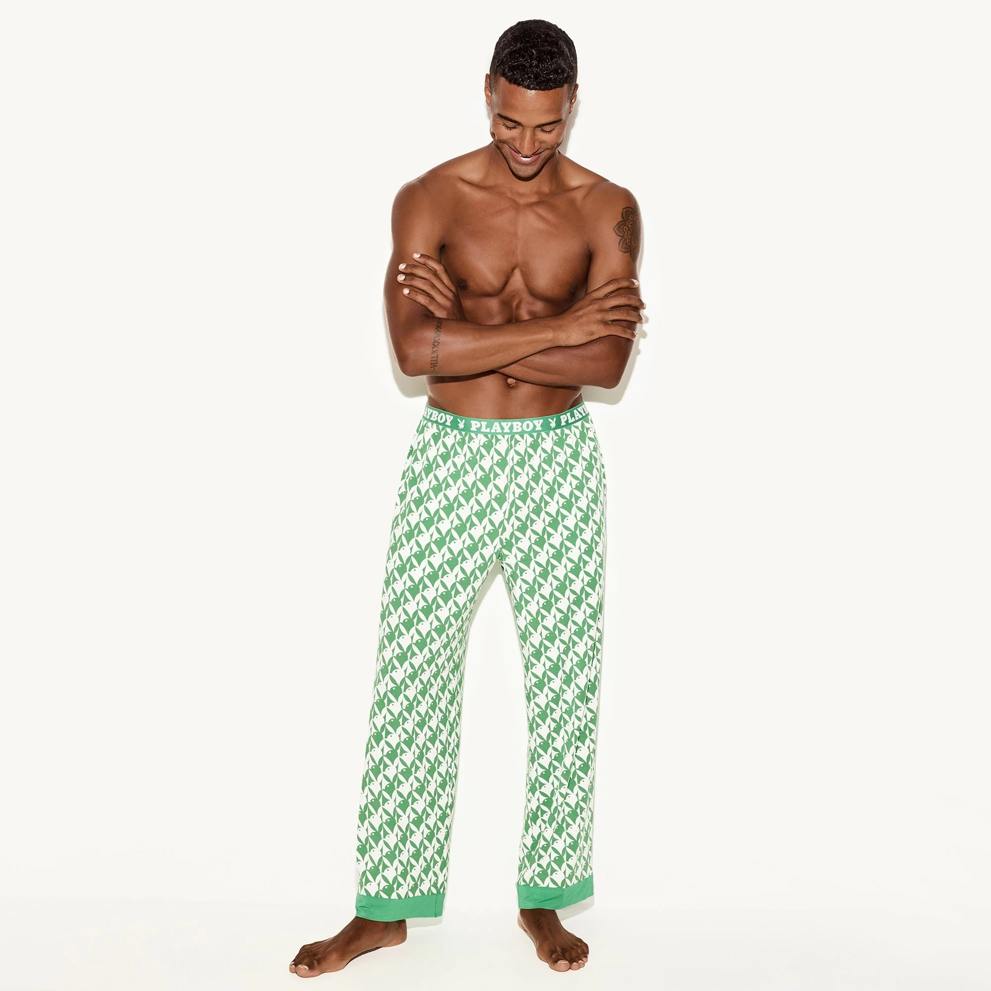 Men's Classic Pajama Set, Bunny Green