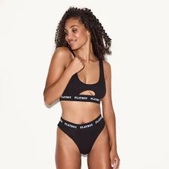 Women's Playboy Club Bralette -Playboy Clothing 24 504381 504393 PACSUN CLUB BRALETTE BRIEF PANTY BLACK 39433 WEBSIZE 50f3df85 c1ad 4301 ae7f 7788ad0cfd55