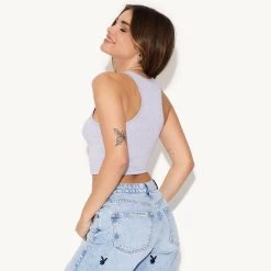 Playboy Raceway Racerback Tank -Playboy Clothing 31 543353 6932523253857 RACEWAY RAZOR TANK HEATHER GREY 2883