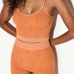 Women's Flower Power Seamless Short -Playboy Clothing 45 515650 515658 PACSUN FLOWER POWER SEAMLESS TANK TOP SHORT ORANGE 41346 WEBSIZE
