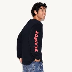 Playboy Masthead & Rabbit Head Long Sleeve -Playboy Clothing 478834 4822031040609 PLAYBOY MASTHEAD RABBIT HEAD LONG SLEEVE BLACK 7247