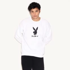 Ace Of Club Crewneck Sweatshirt White -Playboy Clothing 503913 6619874558049 ACE OF CLUBS CREWNECK SWEATSHIRT WHITE 6287