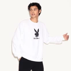 Ace Of Club Crewneck Sweatshirt White -Playboy Clothing 503913 6619874558049 ACE OF CLUBS CREWNECK SWEATSHIRT WHITE 6292