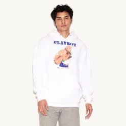 April 1991 Playboy Cover Hoodie -Playboy Clothing 514512 6617205375073 APRIL 1991 PLAYBOY COVER HOODIE WHITE 6947