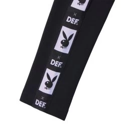 Women's Repeating Logo Leggings -Playboy Clothing 518806 6694884278369 DEF LEGGINGS BLACK