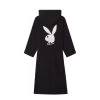 Logo Bathrobe -Playboy Clothing 518830 6694982352993 HOODED BATHROBE BLACK BACK