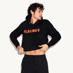 Fire Starter Hoodie -Playboy Clothing 536276 6855380467809 FIRE STARTER HOODIE BLACK 6493