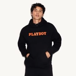 Fire Starter Hoodie -Playboy Clothing 536276 6855380467809 FIRE STARTER HOODIE BLACK 6521