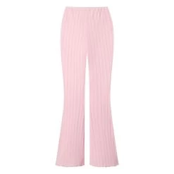 Women's Pointelle Logo Flare Pants 14 Women's Pointelle Logo Flare Pants -Playboy Clothing 536776 6857980346465 BOUQUET POINTELLE FLARE PINK SHIRT BLACK SHIRT BLACK2