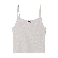 Women's Bunny Bow Cami -Playboy Clothing 536791 6857980510305 BUNNY BOW TANK HEATHER GREY SHIRT BLACK SHIRT FRONT c96b92c5 5087 4f87 8ad8 0c152e3cc2e4