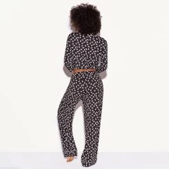 The Slumber Party Pajama Set, Black -Playboy Clothing 537245 6861443825761 CLASSIC PJ SET LONGSLEEVE ALL OVER BUNNY BLACK 5