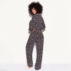 The Slumber Party Pajama Set, Black -Playboy Clothing 537245 6861443825761 CLASSIC PJ SET LONGSLEEVE ALL OVER BUNNY BLACK 6