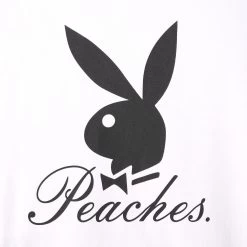 Playboy X Peaches Script Crewneck -Playboy Clothing 541114 6911193120865 SCRIPT CREWNECK SWEATSHIRT WHITE DTL