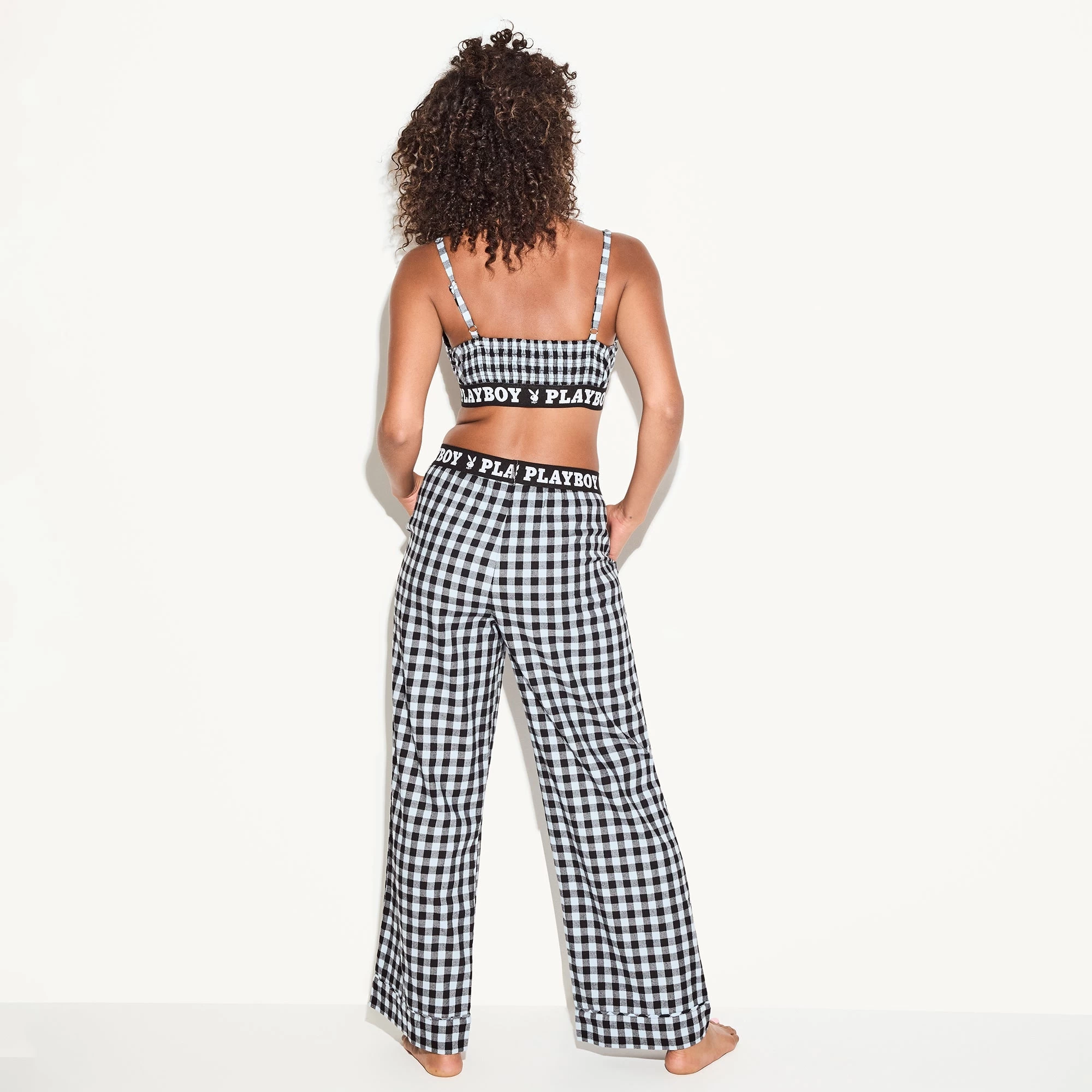 The Flannel Sleep Bralette, Blue Check - Image 2