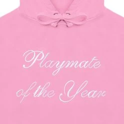 Playmate Of The Year Hoodie - Pink / White Print -Playboy Clothing 6927218311265 542755 PMOY CROP HOODIE PINK 3 6eced2fd 15bb 4773 9431 66f422b1f78a