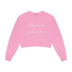 Playmate Of The Year Cropped Crewneck - Pink / White Print -Playboy Clothing 6927218344033 542760 PMOY CROPPED CREWNECK PINK 1