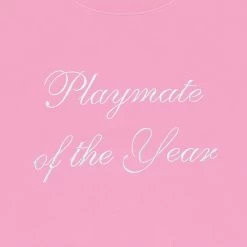 Playmate Of The Year Cropped Crewneck - Pink / White Print -Playboy Clothing 6927218344033 542760 PMOY CROPPED CREWNECK PINK 3