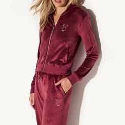 Velour Jacket Burgundy -Playboy Clothing 73 536376 536382 VELOUR HOODIE PANT BURGUNDY 68625 WEBSIZE 41ebb00a 4f79 4243 bbbc b2276a95a797