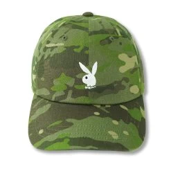 Adjustable Rabbit Head Logo Hat Camo -Playboy Clothing AdjustableRabbitHeadLogoHatLightCamo