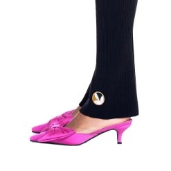 Women's Flared Ribbed Leggings -Playboy Clothing BIgBunny Flared Leggings Black 004