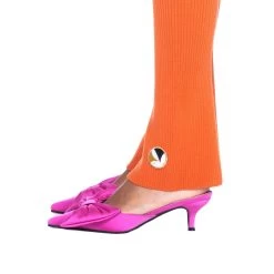 Women's Flared Ribbed Leggings -Playboy Clothing BIgBunny Flared Leggings Rust 004