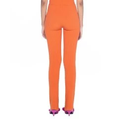 Women's Flared Ribbed Leggings -Playboy Clothing BIgBunny Flared Leggings Rust 006