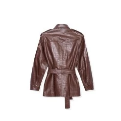 Crocodile Leather Safari Jacket -Playboy Clothing BIgBunny Safari Jacket Chocolate 002 cbb33658 6257 4d4a b923 59e12b85c39e