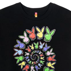 Playboy X Color Bars Spiral Women's Cropped T-Shirt -Playboy Clothing Color Bars Spiral Wmns Crop Tee Black 04 bfdb2acb 7a09 4c07 a38b 3ab951bdee3a