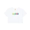 Playboy X Color Bars Static Women's Cropped T-Shirt -Playboy Clothing Color Bars Static Wmns Crop Tee White 01