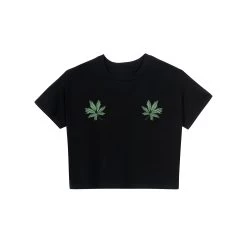 Team Green Femlin Baby Tee -Playboy Clothing FEMLINLEAFSBABYTEE BLACK