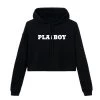 Playboy Women's Cropped Hoodie -Playboy Clothing HOODIECROPTOPBLACK