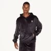 Men's Velour Hoodie Black -Playboy Clothing M32 536527 536533 VELOUR MATCHBACK GAMER HOODIE SHORT BLACK 73655