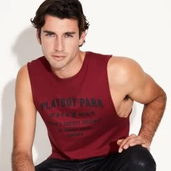 Playboy Raceway Muscle Tank 11 Playboy Raceway Muscle Tank -Playboy Clothing M3 542829 6927220408417 RACING RABBIT HEAD TANK CARDINAL 0421