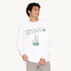 Lake Geneva Tennis Club Crewneck Sweatshirt -Playboy Clothing PBD M13 GNVA WHT MD 6619408924769 LAKE GENEVA TENNIS CLUB CREWNECK SWEATSHIRT WHITE 7196