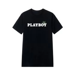 Team Green Femlin T-Shirt -Playboy Clothing PBFEMLINMASTHEADTEEBLK FRONT