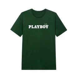 Team Green Femlin T-Shirt -Playboy Clothing PBFEMLINMASTHEADTEEGREEN FRONT