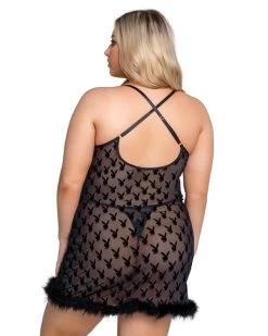 PLAYBOY BUNNY NOIR CHEMISE -Playboy Clothing PBLI105Q Back 600x 16b6e6e3 82f3 462a 8a4e 5f917b56845c