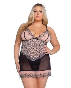 PLAYBOY BUNNY KISS BABYDOLL 2-PIECE SET -Playboy Clothing PBLI117Q 600x ff4f586a fbd9 48fd b362 241c582d9f40