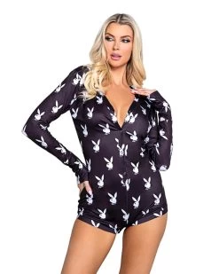 PLAYBOY SLUMBER BUNNY ROMPER -Playboy Clothing PBLI130 Blk 600x 4d9df57a b38a 4063 bc98 4896c1aa31e2