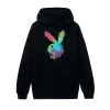 Spray Paint Logo Hoodie -Playboy Clothing PBMULTISPRAYPAINTRABBITBLKHOODIE