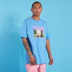 Playboy X Pleasures Swinging Playmate T-Shirt Blue -Playboy Clothing PB 0196 3a6d0da7 da3f 4a42 8c25 eed32a32465c