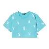 Logo Cropped T-Shirt -Playboy Clothing PB LOGO CROPPED SHIRT TEAL 001