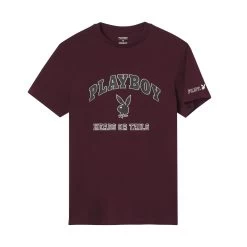 Men's Heads Or Tails T-Shirt 8 Men's Heads Or Tails T-Shirt -Playboy Clothing PB MENS HEADS OR TAILS SHIRT MAROON 001