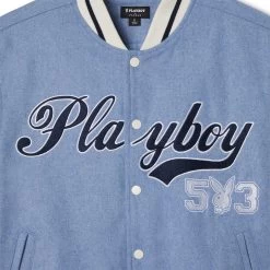 Women's Masthead Letterman Bomber Jacket -Playboy Clothing PB PACSUN MASTHEAD LETTERMAN BOMBER JACKET RAIN WASHED 03