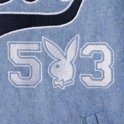 Women's Masthead Letterman Bomber Jacket -Playboy Clothing PB PACSUN MASTHEAD LETTERMAN BOMBER JACKET RAIN WASHED 05