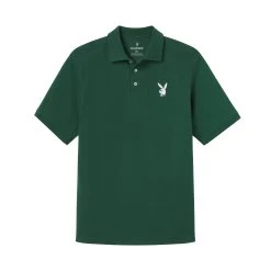 Performance Rabbit Head Polo Shirt -Playboy Clothing PB PERFORMANCE RABBIT HEAD POLO SHIRT GREEN 001 f8091813 3b4e 4686 9611 570f30b84253