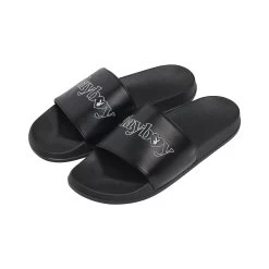 Women's Masthead Heart Slides -Playboy Clothing PB WOMENS MASTHEAD HEART SLIDES BLACK 45