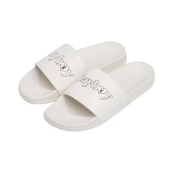 Women's Masthead Heart Slides -Playboy Clothing PB WOMENS MASTHEAD HEART SLIDES WHITE 45