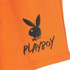 Women's Orange Sweat Shorts -Playboy Clothing PB WOMENS ORANGE SWEATSHORTS ORANGE 003